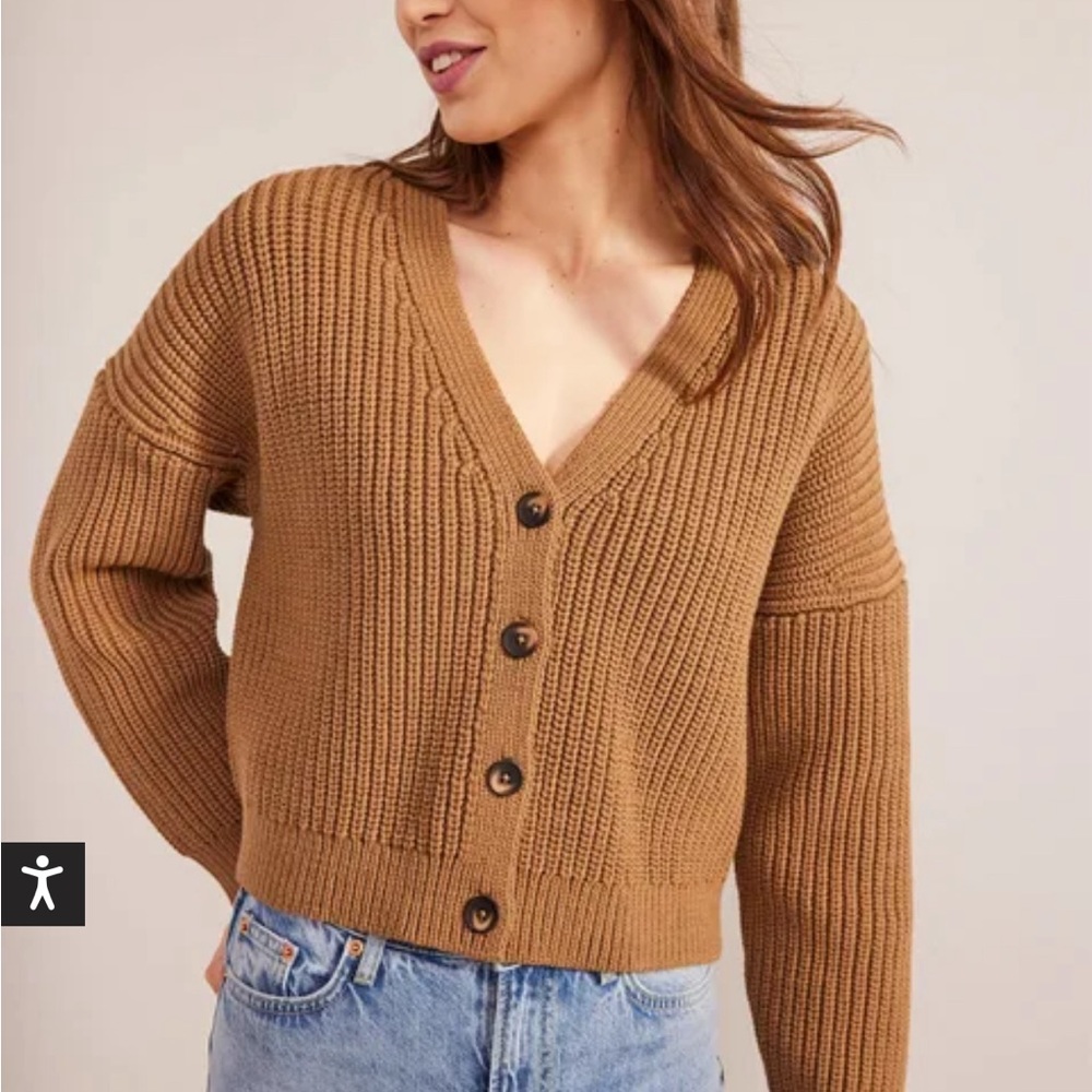 Boden Oversized Ribbed Cardigan, Camel Melange, NWT